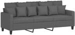 vidaXL Sofa 3-Sitzer, Loungesofa Couch mit Armlehnen R&uuml;ckenkissen, Wohnzimmersofa