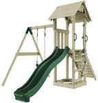Rebo Spielturm mit Wellenrutsche und Kinder-Schaukel, Outdoor Kletterger&uuml;st