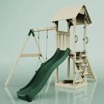 Rebo Spielturm mit Wellenrutsche und Kinder-Schaukel, Outdoor Kletterger&uuml;st