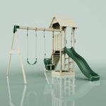 Rebo Spielturm mit Wellenrutsche und Kinder-Schaukel, Outdoor Kletterger&uuml;st