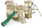 WICKEY Spielturm Ritterburg Smart Arch mit Schaukel & Gr&uuml;ner Rutsche, Outdoor...