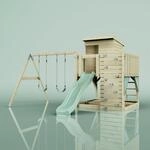 PolarPlay Spielturm Bj&ouml;rn aus Holz in Gr&uuml;n Kinderschaukel