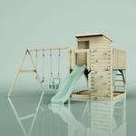 PolarPlay Spielturm Bj&ouml;rn aus Holz in Gr&uuml;n Babyschaukel