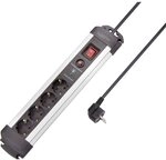 Sygonix SY-4755610 &Uuml;berspannungsschutz-Steckdosenleiste 4fach Silber, Schwarz
