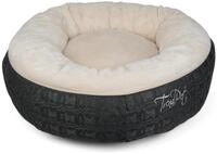 TrendPet Lunabed - Das runde Kuschelbett f&uuml;r Hunde und Katzen (M, Beige)