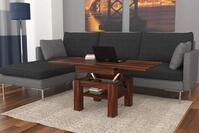 designimpex Cleo Couchtisch aufklappbar h&ouml;henverstellbar 75/150 cm in Nussbaum