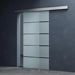 Mai & Mai Glasschiebet&uuml;r komplettset Amalfi in 5-Milchglas Streifen, Griffart:
