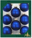 Dekohelden24 Lauschaer Christbaumschmuck - 8er Set Kugeln Uni matt Satin k&ouml;nigsblau,