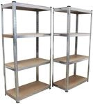 TRUTZHOLM 2X Schwerlastregal 160x80x40 cm | 4 Ebenen, 320 kg Tragkraft, mit