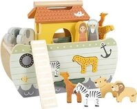 small foot Steckspiel Arche Noah &bdquo;Safari, Motorikspielzeug aus Holz mit 15