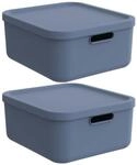 Rotho Albula Aufbewahrungsbox mit Deckel 20 L 2er-Set stapelbar in Blau