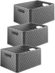 Rotho Country 3er-Set Aufbewahrungsbox 18l in Rattan-Optik, Kunststoff (PP) BPA-frei,