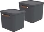 Rotho Maloja 2er-Set Aufbewahrungsbox mit Deckel gro&szlig; 40l | Elegante Boxen