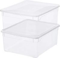 Rotho Clear 2er-Set Aufbewahrungsboxen mit Deckel 18l | Stapelboxen perfekt f&uuml;r