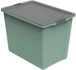 Rotho Compact Aufbewahrungsbox mit Deckel 70 L stapelbar Gr&uuml;n Anthrazit