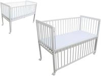 Micoland Kinderbett/Beistellbett/Babybett 2in1 120x60cm mit Matratze wei&szlig;