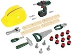 Theo Klein 8417 Bosch Handwerker-Set, 37-teilig I Kinder-Akkuschrauber mit Licht &