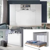 QMM Schrankbett Wandbett Wandklappbett horizontal HB 140x200 mit 2 Schr&auml;nken &