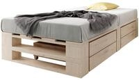 sunnypillow Palettenbett M2 aus Holz 120 x 200 cm mit Lattenrost und 2 Bettk&auml;sten.