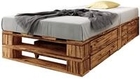 sunnypillow Palettenbett M2 aus Holz 120 x 200 cm mit Lattenrost und 2...