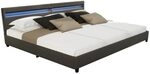 Home Deluxe - LED Bett NUBE - Dunkelgrau, 270 x 200 cm - inkl. Lattenrost und