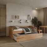 Krok Wood Massivholzbett mit zus&auml;tzlichem ausziehbarem Bett Modena in Buche...