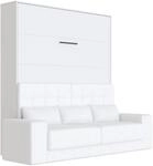 SMARTBett Schrankbett M1 180x200 Weiss Vertikal inkl.Weiss Sofa