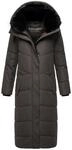 Navahoo Damen Wintermantel warmer Steppmantel extralang mit abnehmbarer Kapuze