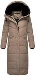 Navahoo Damen Wintermantel warmer Steppmantel extralang mit abnehmbarer Kapuze