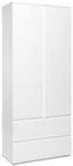 Mehrzweckschrank (B/H/T: 80 x 191 x 40 cm) griffloses Design, wei&szlig; matt