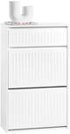 SoBuy Schuhkipper mit 2 Klappen Schuhablage Schuhschrank schmal Schuhregal mit 4