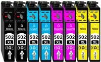 Druckerpatronen 8er-Set kompatibel f&uuml;r Epson 502XL - XP5100 XP5105 WF2860 | 8