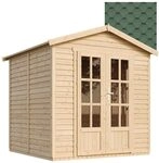 Gartenb&uuml;ro Holz mit Bitumenschindeln, gr&uuml;n, abschlie&szlig;bar, Home Office,