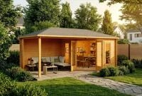 Alpholz 5-Eck Gartenhaus Liwa aus Holz in impr&auml;gniert Pinie mit 40mm...