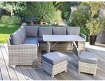 Home Deluxe - Polyrattan Sitzgruppe Bahia inkl. Abdeckung - inkl. Hocker, Tisch mit