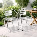 Mojawo 2 St&uuml;ck Stapelstuhl Campingstuhl Gartenstuhl stabile Aluminium Silber