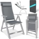 KESSER&reg; Gartenstuhl Hochlehner mit Armlehnen Aluminium Klappstuhl mit...