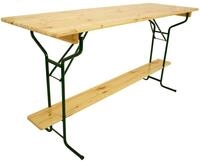 DEGAMO Stehtisch Bartisch Bamberg 70 x 220cm, Gestell Stahlrohr dunkelgr&uuml;n,
