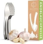 Oliver's Kitchen Knoblauchpresse + Sch&auml;ler & B&uuml;rste - Leicht zu Reinigen