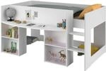 Parisot Hochbett Pirouette 1 Wei&szlig; und Rosa Jugendzimmer M&ouml;bel