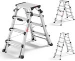 Hailo Master DTL100 Topline Teleskopleiter - ausziehbare, klappbare Aluminium-Leiter