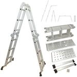 Alu Multifunktionsleiter | 12 Sprossen Leiter klappbar 4-teilig | 356 cm L&auml;nge 