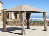 QUICK STAR Metall Garten Pavillon Nizza 3x4m Sand mit 4 Seitenteilen Partyzelt