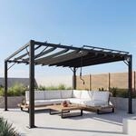 Pergola HWC-L40, Garten Lamellen-Pavillon Terrassen&uuml;berdachung, 8cm-Alu-Gestell