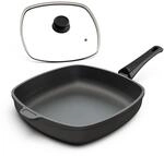 Hoffmann Aluguss Pfanne 28x28 cm Induktion viereckig Hoher Rand I Schmorpfanne