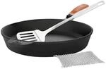 GR&Auml;WE CI 350 Gusseisenpfanne &Oslash; 28 cm, Bratpfanne aus Gusseisen, Pfannen-Set mit