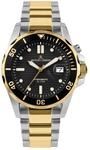 JACQUES LEMANS Herrenuhr Hybromatic Metallband massiv Edelstahl ip-Gold/Bicolor