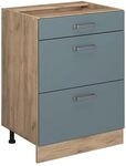 Vicco K&uuml;chenunterschrank R-Line, Blau-Grau, 60 cm mit Schubladen, ohne