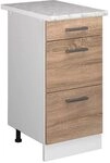 Vicco K&uuml;chenunterschrank R-Line, Sonoma, 40 cm mit Schubladen, AP Marmor, zur...