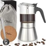 Milu Espressokocher Induktion geeignet | 4, 6 Tassen | Edelstahl Glas...